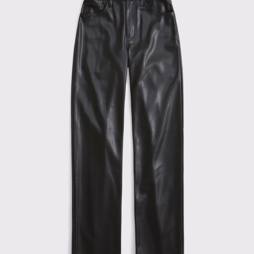 ABERCROMBIE & FITCH 90'S RELAXED VEGAN LEATHER CURVE LOVE PANTS 32 - Picture 9 of 9
